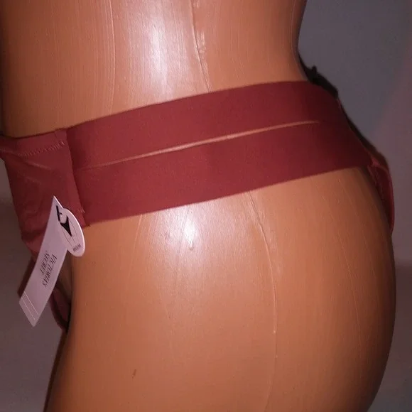 Victoria Secret Swim Bikini Bottom XL Brazilian Ginger Solid Double Strap New - Picture 4 of 10